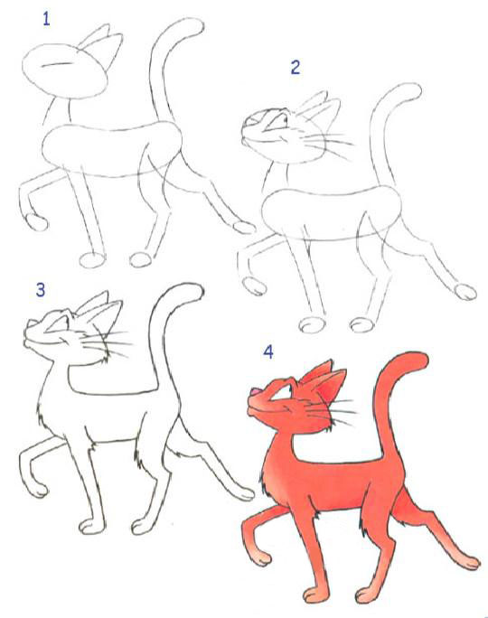 Как нарисовать кошку по этапам