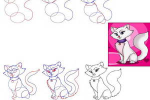 Как нарисовать кошку и котёнка