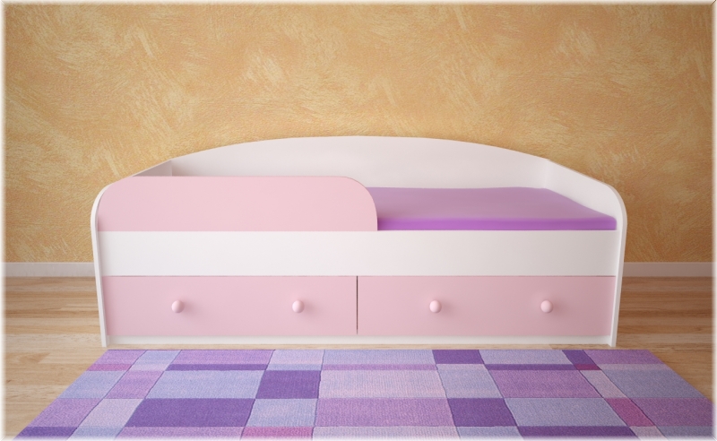 Кровать с розовым фасадом