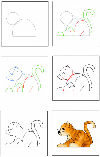Как нарисовать кошку по этапам
