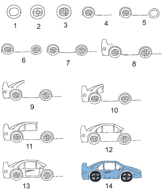 Как нарисовать гоночную машину. Схема